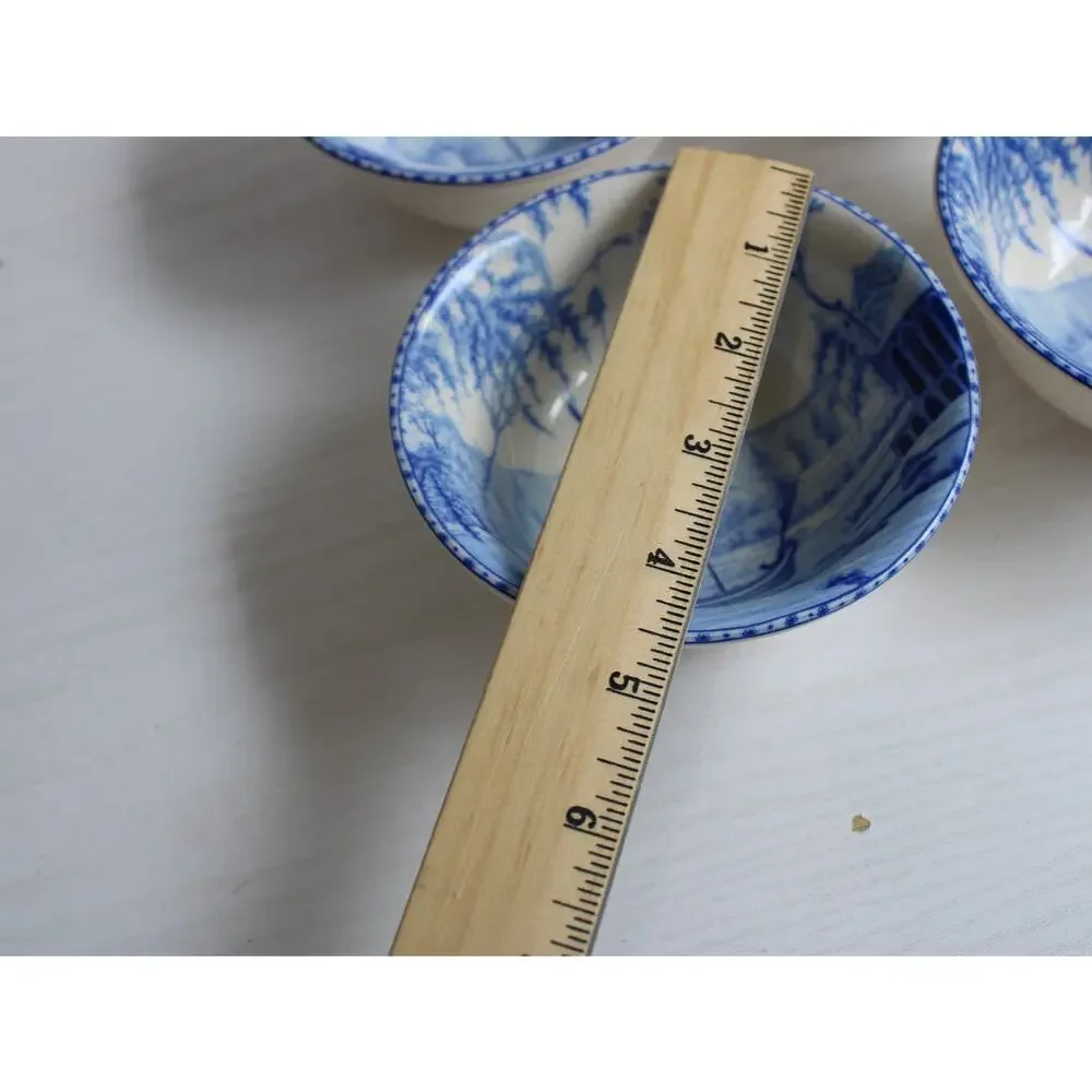 Pottery Barn Set of 4 Sophia Willow Boat Scene Small Tidbit Snack Bowls